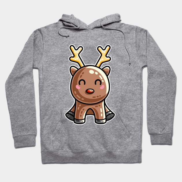 Kawaii Cute Red Nosed Reindeer Hoodie by freeves